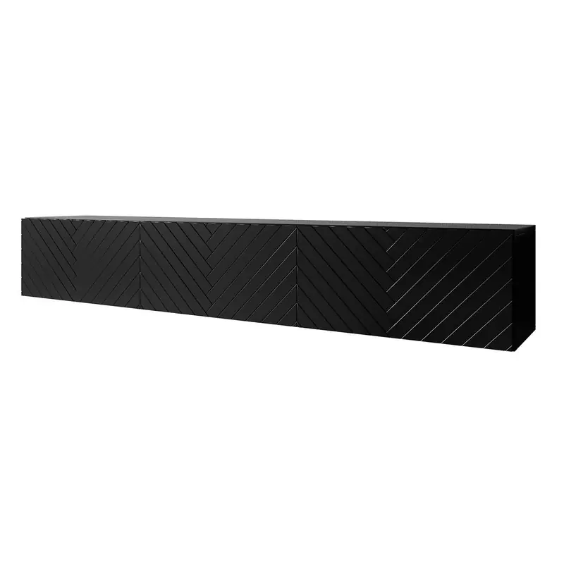Koop Online Meubella - TV-Meubel Bonzo - Zwart - Visgraat - 180 cm