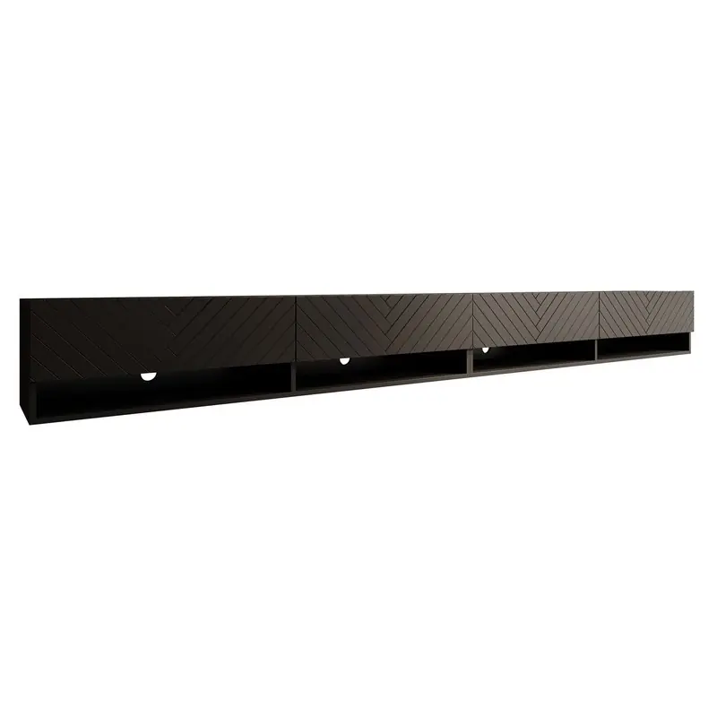 Goedkoop Meubella - TV-Meubel Asino - Zwart Visgraat - 280 cm