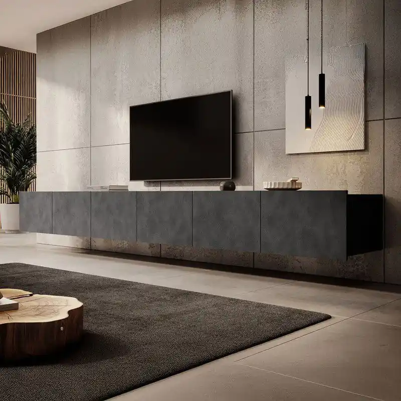 Meubella - TV-Meubel Calabas - Grijs - 300 cm Trendy