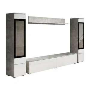 Budget Meubella - Wandmeubel Variety - Wit - Betonlook