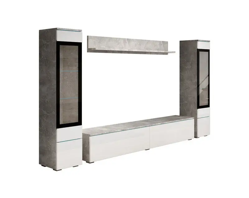 Budget Meubella - Wandmeubel Variety - Wit - Betonlook