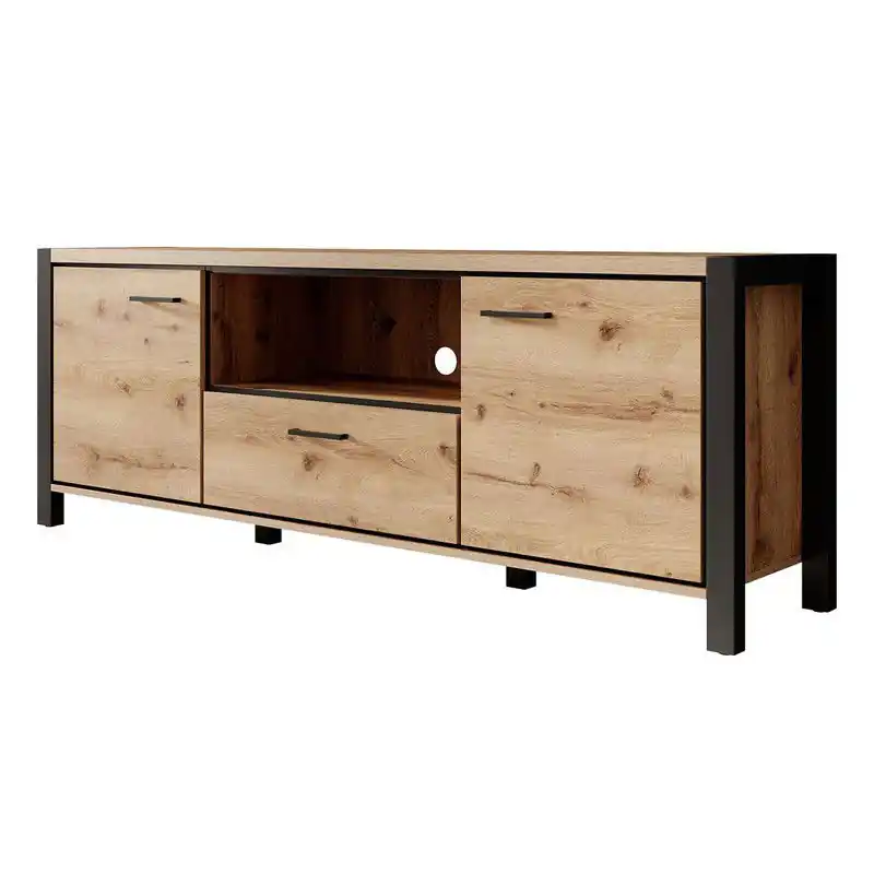 Koopje Meubella - TV-Meubel Acapulco - Eiken - Zwart - 180 cm