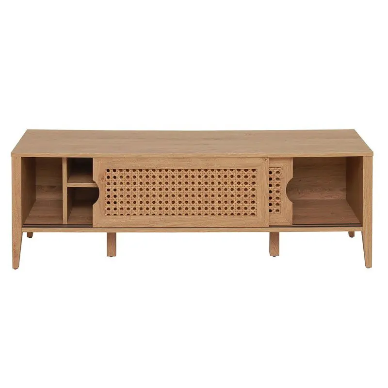 TV-meubel met 2 schuifdeuren, rotan decor Tijdelijk Beschikbaar
