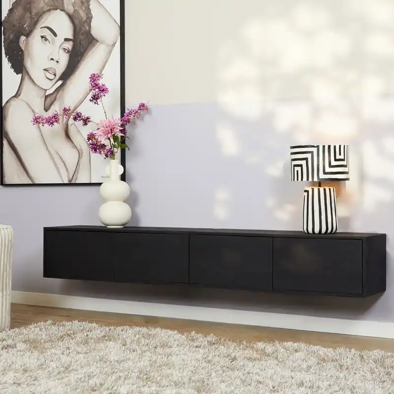 Starfurn Zwevend tv meubel Vision Black | 200 cm Beperkt Aanbod