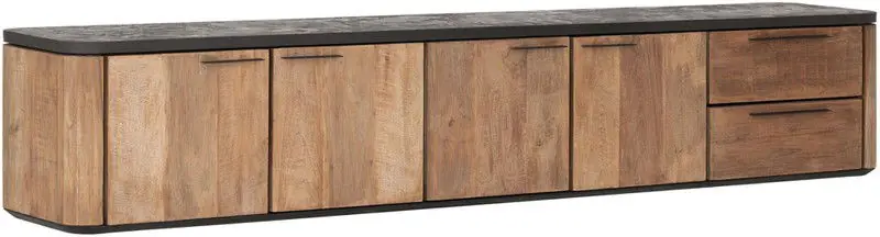 Beperkt Aanbod DTP Home Hanging TV stand Soho large, 4 doors, 2 drawers,42x230x40 cm, recycled teakwood and mortex