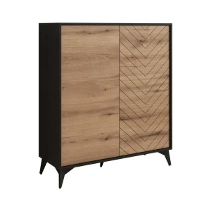 Garantie Inbegrepen Meubella - Dressoir Dolores - Eiken - Zwart - 104 cm - Hoog