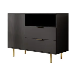 Meubella - Dressoir Nicola - Mat zwart - 107 cm Gecertificeerd