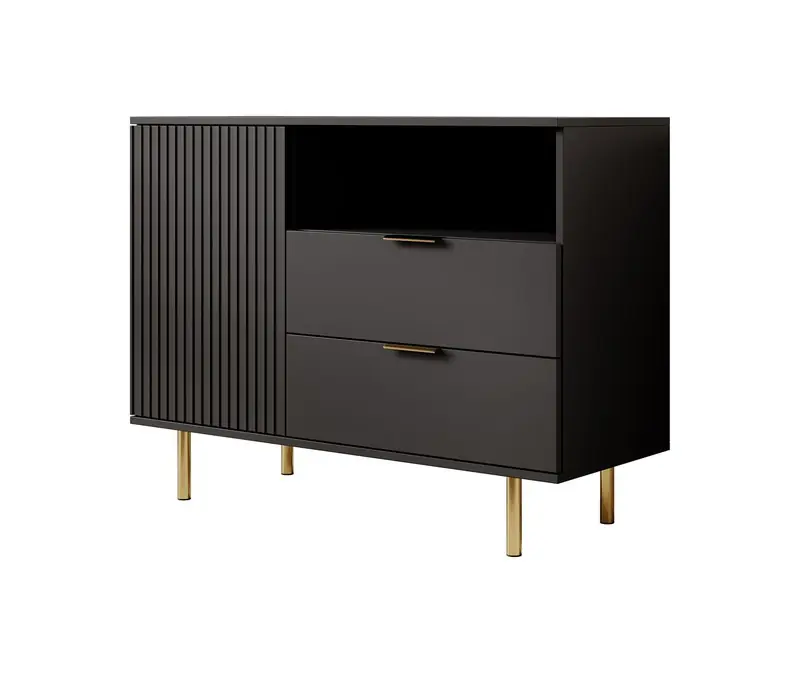 Meubella - Dressoir Nicola - Mat zwart - 107 cm Gecertificeerd