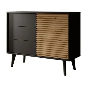 Meubella - Dressoir Palladium - Eiken - Zwart - 104 cm Must-Have