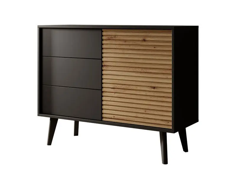 Meubella - Dressoir Palladium - Eiken - Zwart - 104 cm Must-Have