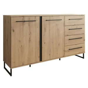 Dagaanbieding Meubella - Dressoir Saturn - Eiken - Zwart - 159 cm