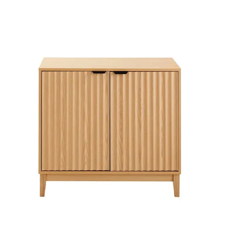 Exclusief Dressoir met 2 deuren en geribbelde fronten L80 cm - BOLOGNE