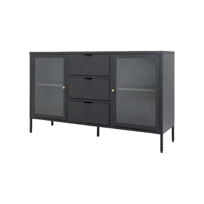 James metalen sideboard zwart - 140 x 40 cm Garantie Inbegrepen