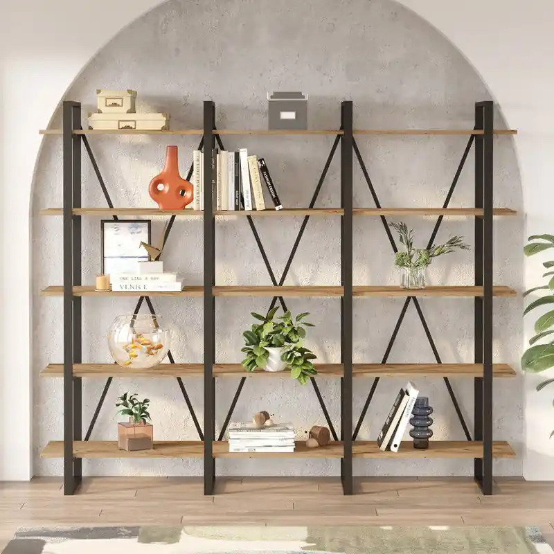 Op = Op Boekenkast Lyra Atlantisch Dennenhout Melamine 219,6x180x34 cm