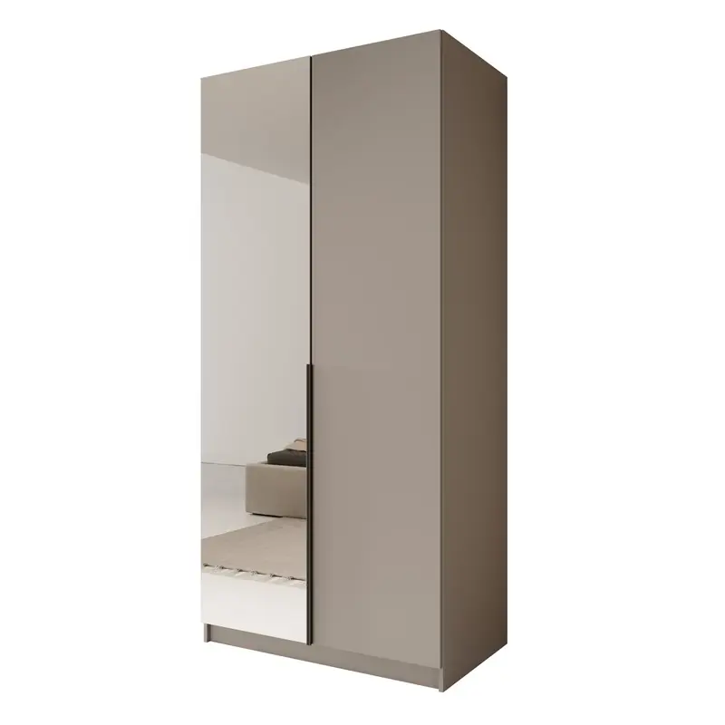 Meubella - Kledingkast Bruno - Beige - 100 cm - Met spiegel Koop Vandaag