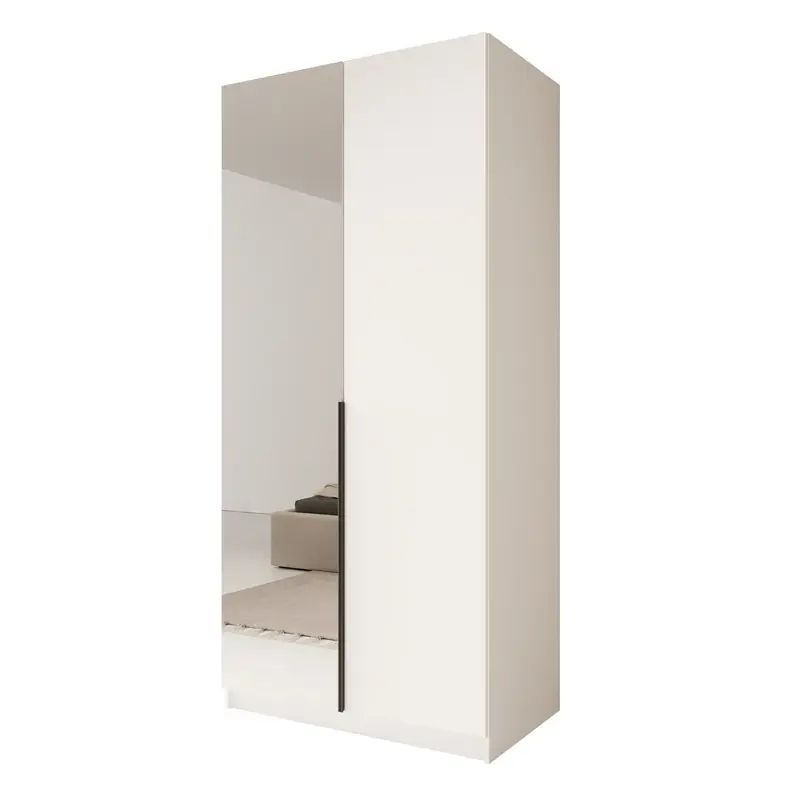 Gratis Verzending Meubella - Kledingkast Bruno - Wit - 100 cm - Met spiegel