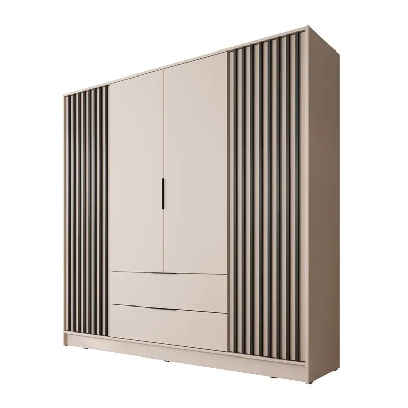 Meubella - Kledingkast Nairobi - Beige - Zwart - 206 cm Lage Prijs