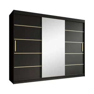 Koopje Meubella - Kledingkast Malavi 2 - Zwart - 250 cm - Met spiegel