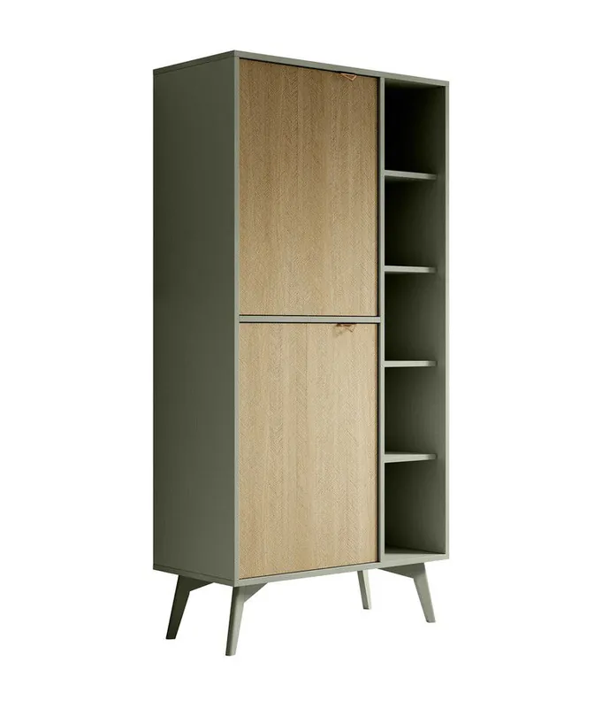 Meubella - Boekenkast Essence - Groen - Licht eiken - 80 cm Lage Kosten