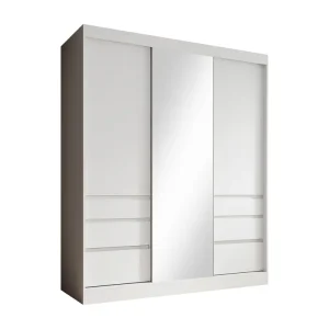 Seizoensaanbieding Meubella - Kledingkast Henry - Wit - 180 cm - Met spiegel
