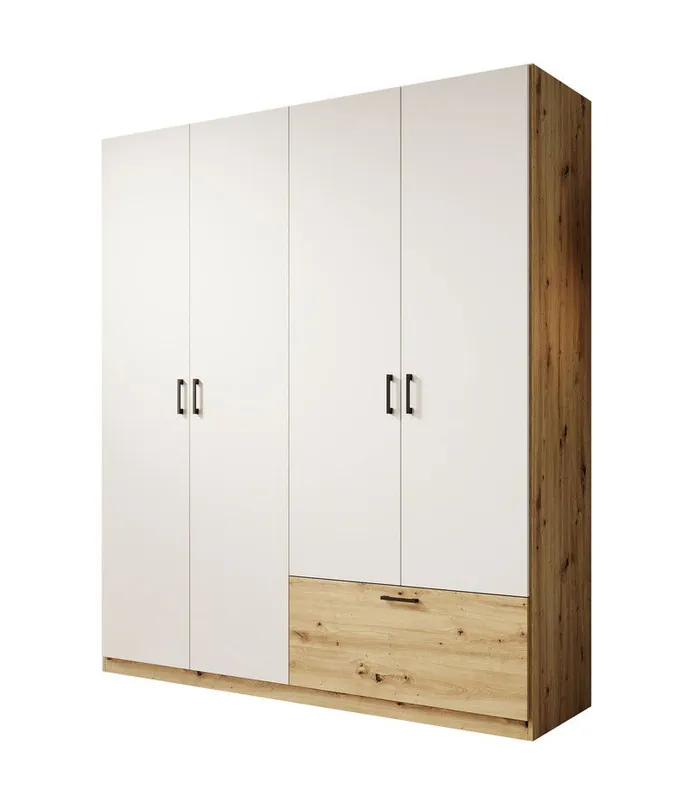 Meubella - Kledingkast Audrey - Wit - 180 cm Lage Kosten