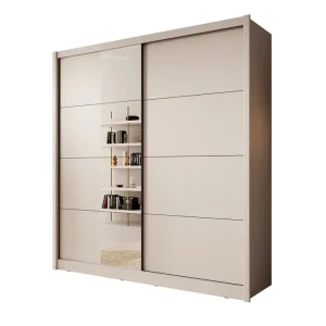 Meubella - Kledingkast Azul - Beige - 205 cm - Met spiegel Luxe