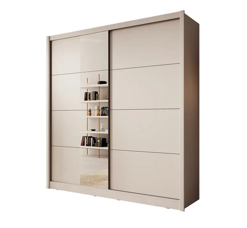 Meubella - Kledingkast Azul - Beige - 205 cm - Met spiegel Luxe