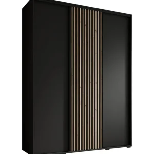 Meubella - Kledingkast Leandro - Zwart - 180 cm Fabrieksprijs