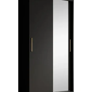 Limited Edition Meubella - Kledingkast Mandalin - Zwart - 100 cm - Met spiegel