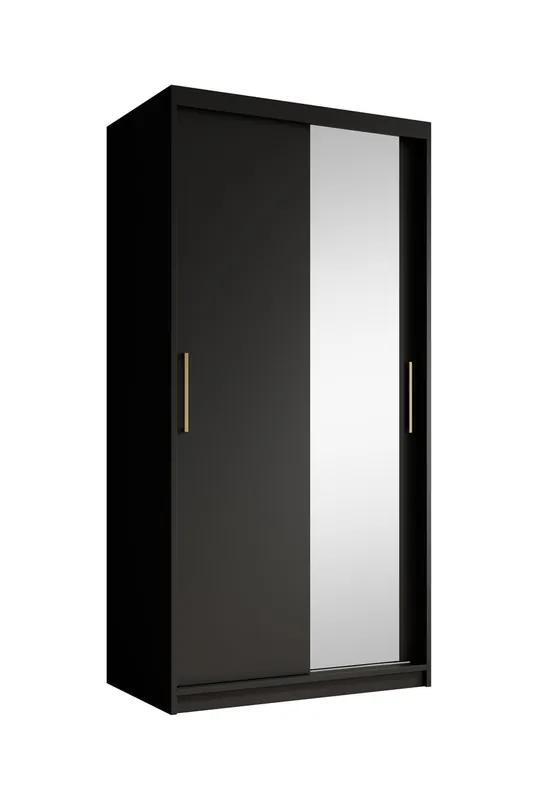 Limited Edition Meubella - Kledingkast Mandalin - Zwart - 100 cm - Met spiegel