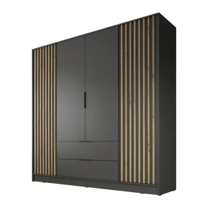 Meubella - Kledingkast Nairobi - Antraciet - Eiken - 206 cm Seizoensaanbieding