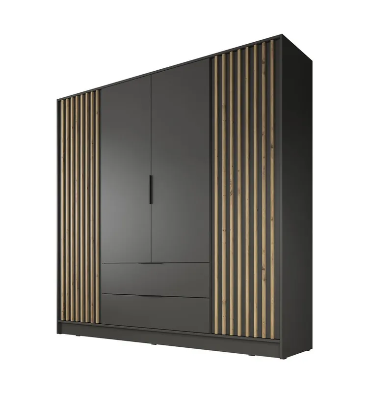 Meubella - Kledingkast Nairobi - Antraciet - Eiken - 206 cm Seizoensaanbieding