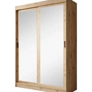 Lage Kosten Meubella - Kledingkast Mammock 2 - Eiken - 150 cm - Met spiegel