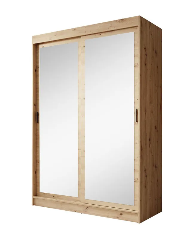 Lage Kosten Meubella - Kledingkast Mammock 2 - Eiken - 150 cm - Met spiegel