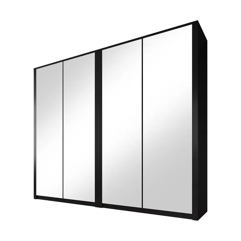 Koopje Meubella - Kledingkast Malibu - Mat zwart - 226 cm - Met spiegel