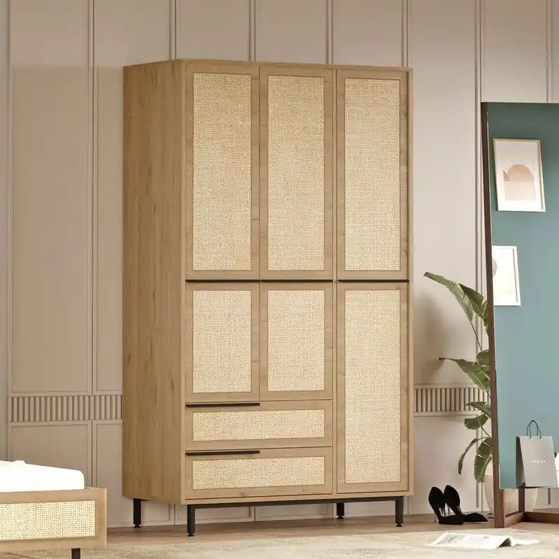 Laatste Versie Kledingkast Kosmos Walnoot Eik Melamine 112,2x195,6x55 cm