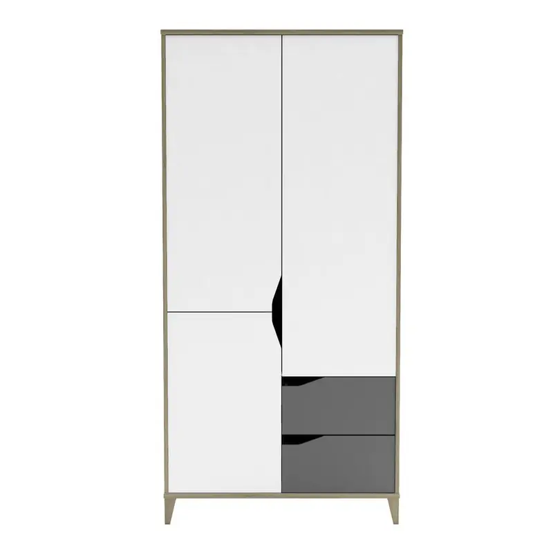 Kast 3 Deuren 2 Laden L88,9 cm - Wit en Grijs - Genius Weekendaanbieding
