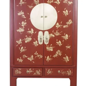 Fine Asianliving Chinese Bruidskast Handgeschilderde Vlinders Rood - Bulkbestelling