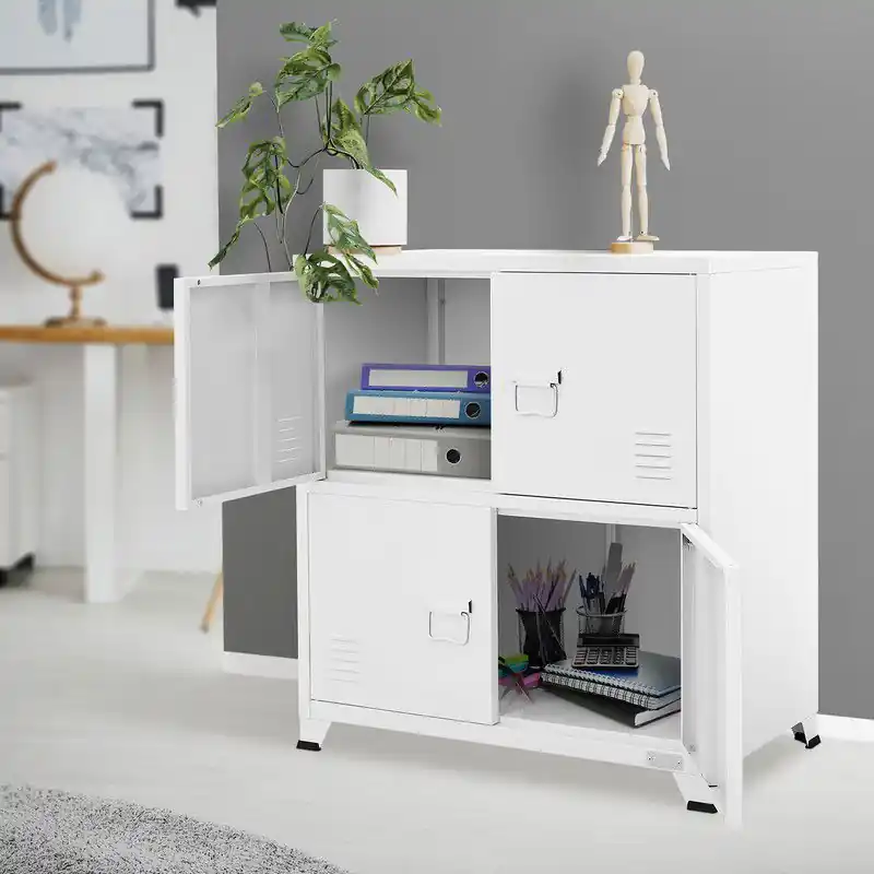 Finale Uitverkoop Kantoorkast met twee niveaus magnetische sluiting 75x40x80,5 cm wit staal ML design