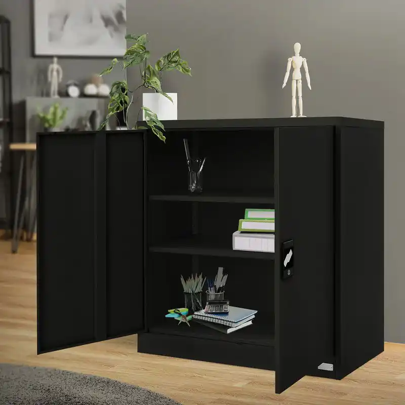 Plaats Bestelling Afsluitbare archiefkast 90x40x90 cm zwart staal ML design
