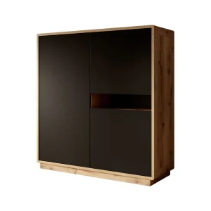 Nieuwe Collectie Meubella - Opbergkast Acuna - Mat zwart - Eiken - 121 cm