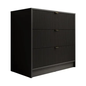 Meubella - Ladekast Tavares - Zwart - 80 cm Beperkte Voorraad
