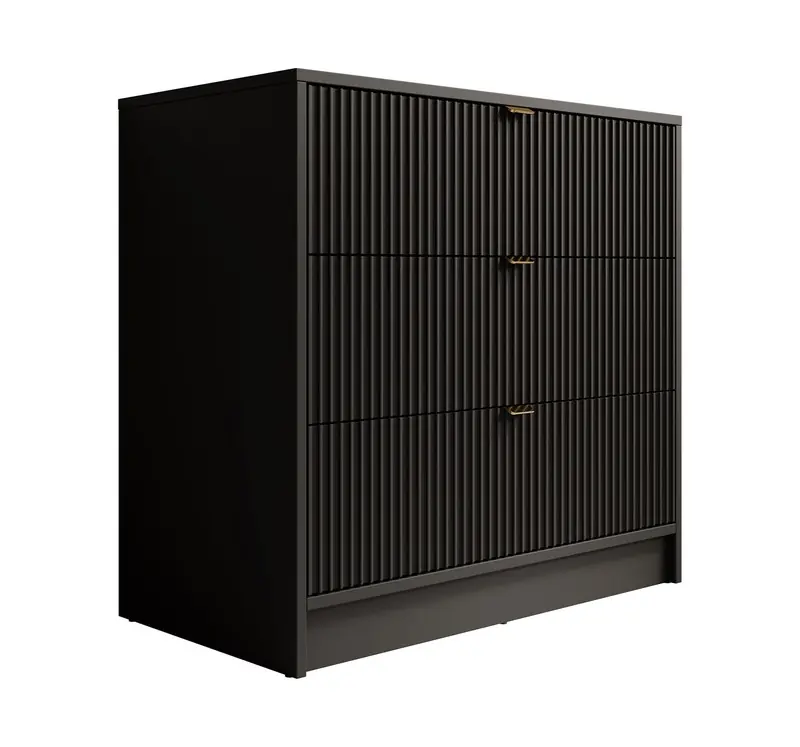 Meubella - Ladekast Tavares - Zwart - 80 cm Beperkte Voorraad