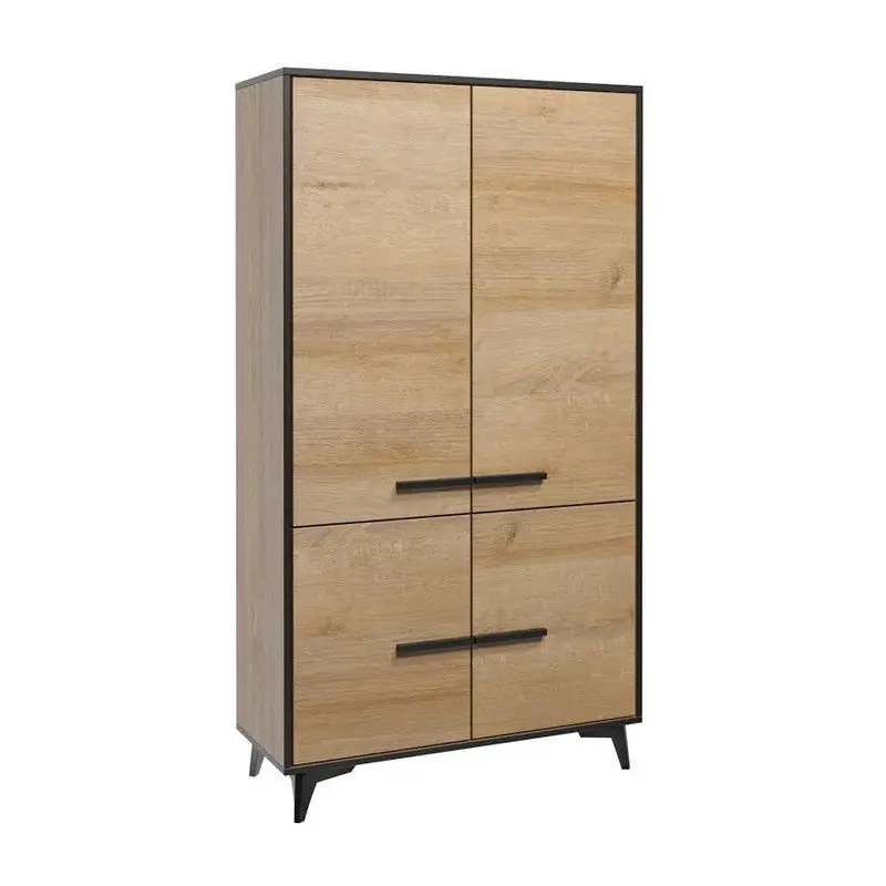 Express Levering Meubella - Opbergkast Frey - Licht eiken - Zwart - 91 cm
