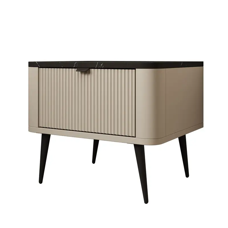 Meubella - Nachtkastje Mace - Beige - 50 cm Meest Verkocht