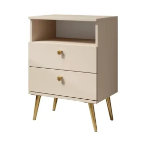 Meubella - Nachtkastje Hidde - Beige - 50 cm Superprijs