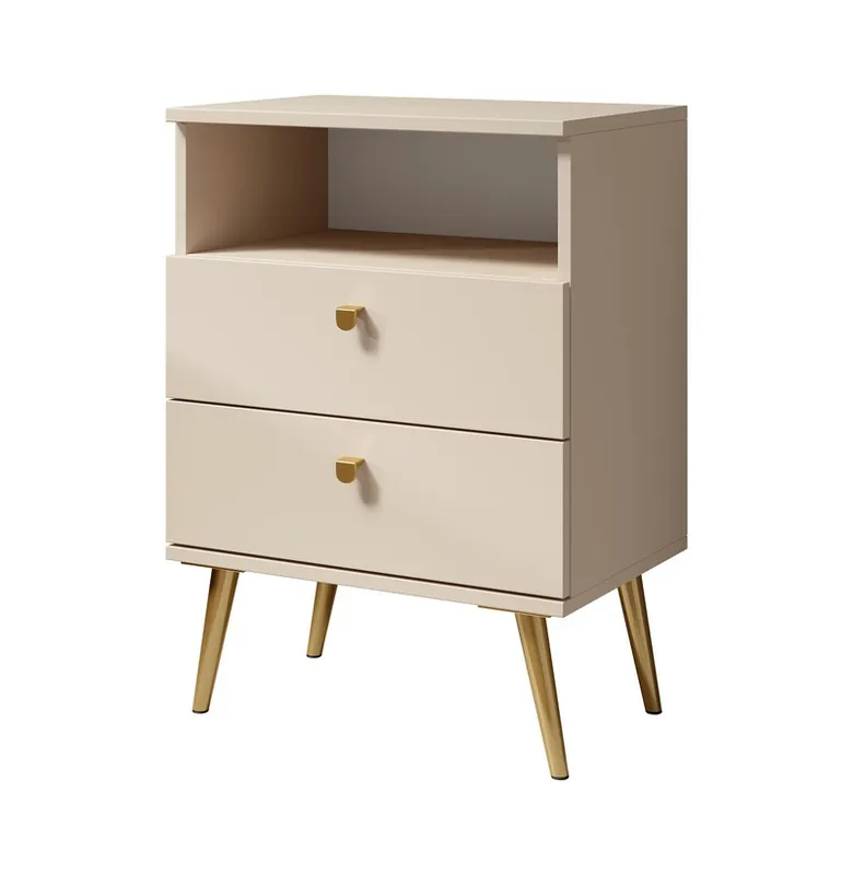 Meubella - Nachtkastje Hidde - Beige - 50 cm Superprijs