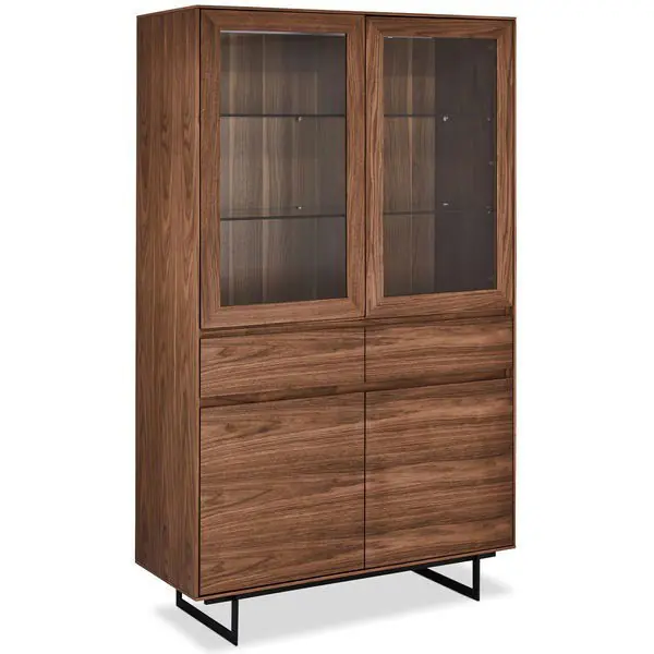 Korting Vitrinekast 190cm - Bruin Eikenhout - 110x45x190cm