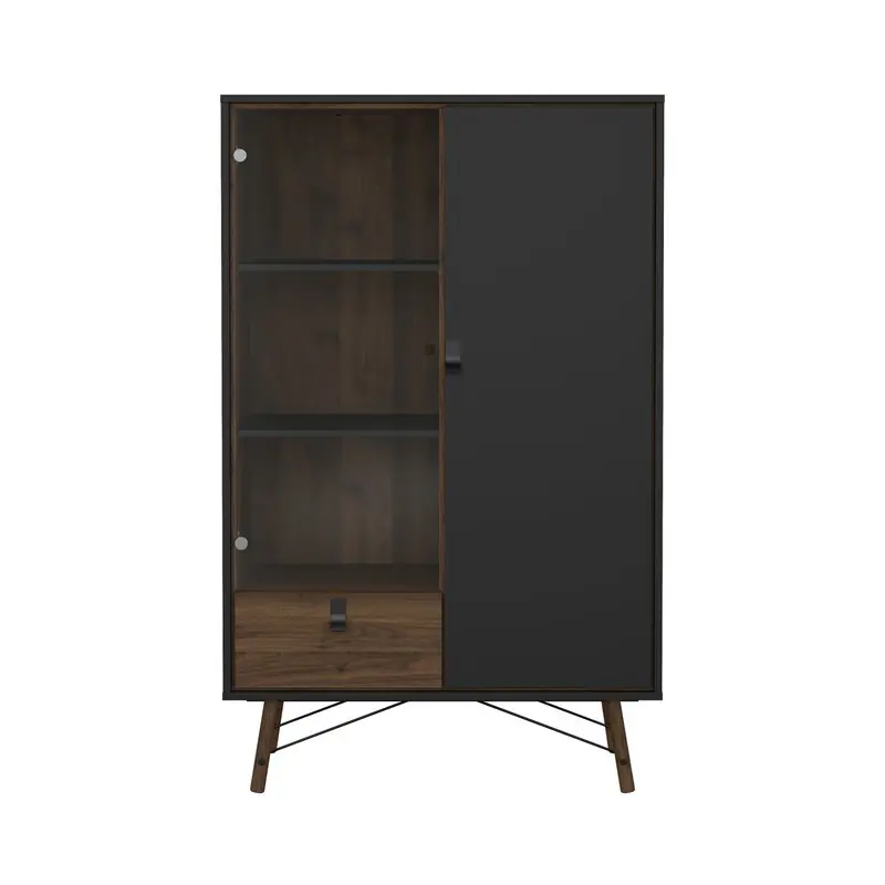 Goedkoop Vitrinekast met 2 deuren (waarvan 1 met glas) en 1 lade H161,8 cm JOYCE