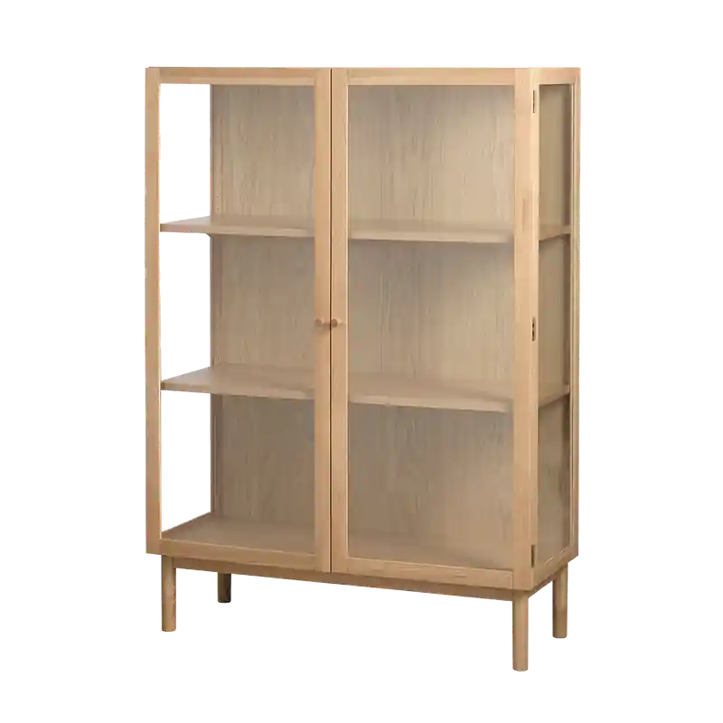 Boris eikenhouten vitrinekast naturel - 100 x 140 cm Gratis Retour